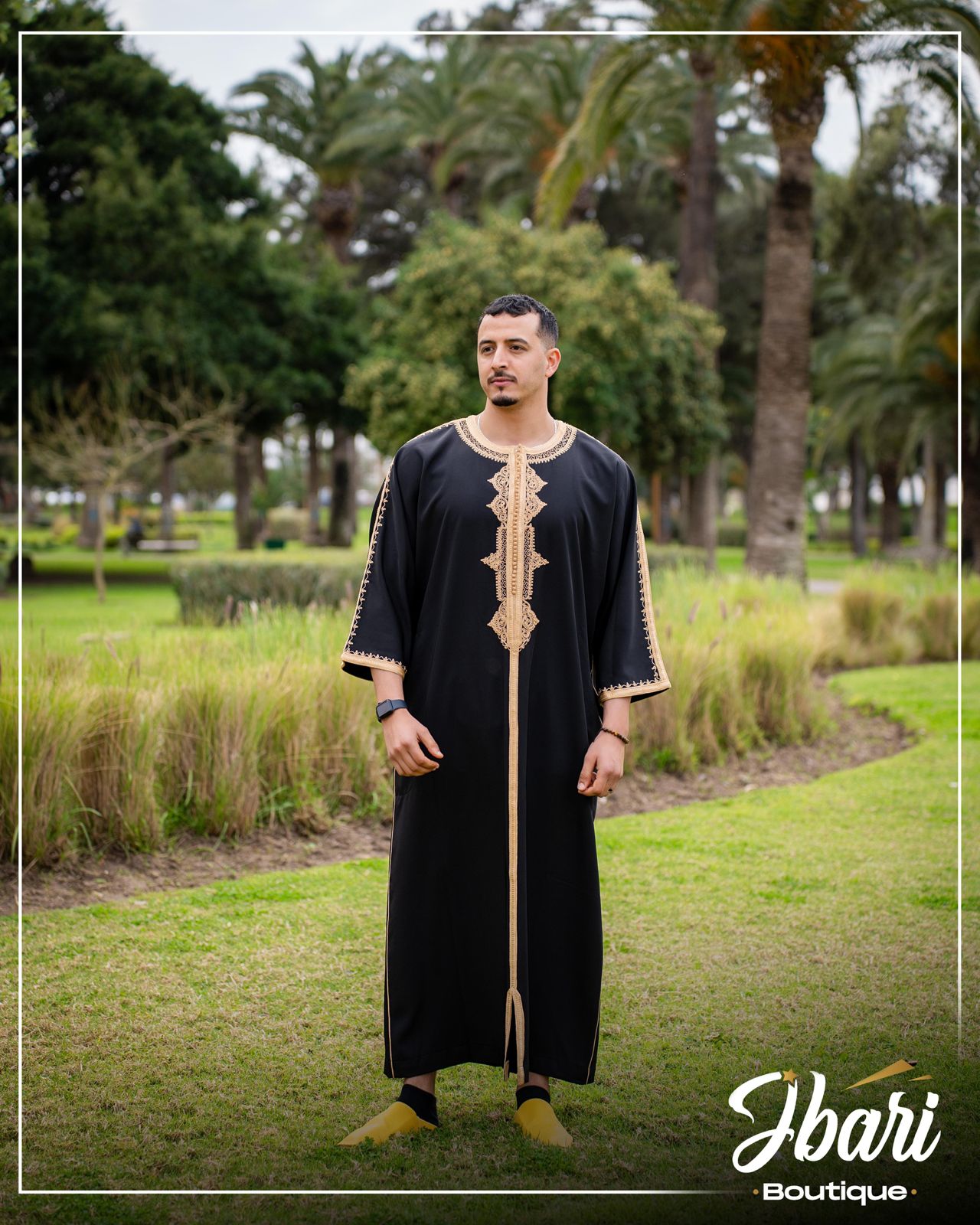 Boubou Marocain Noir – Broderies Dorées ✨ | Élégance, Confort & Tradition 🕌